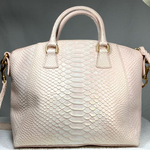 Dooney & Bourke Large Naomi Pink Snakeskin Satchel - Picture 4 of 16